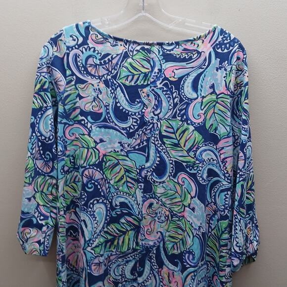 Lilly Pulitzer Edna Shift Swing Dress in Hanging with Fronds Print Blue Small - Picture 3 of 8